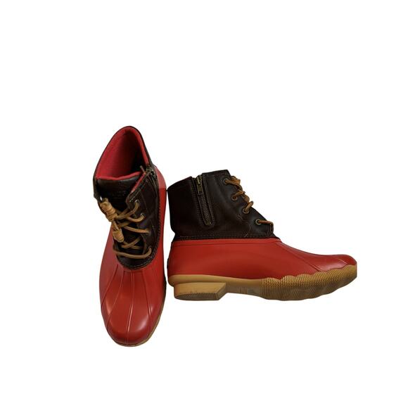 Sperry Saltwater Duck Boots Women’s 11 | Waterproof Lace-Up Red Rubber Booties - Picture 1 of 7